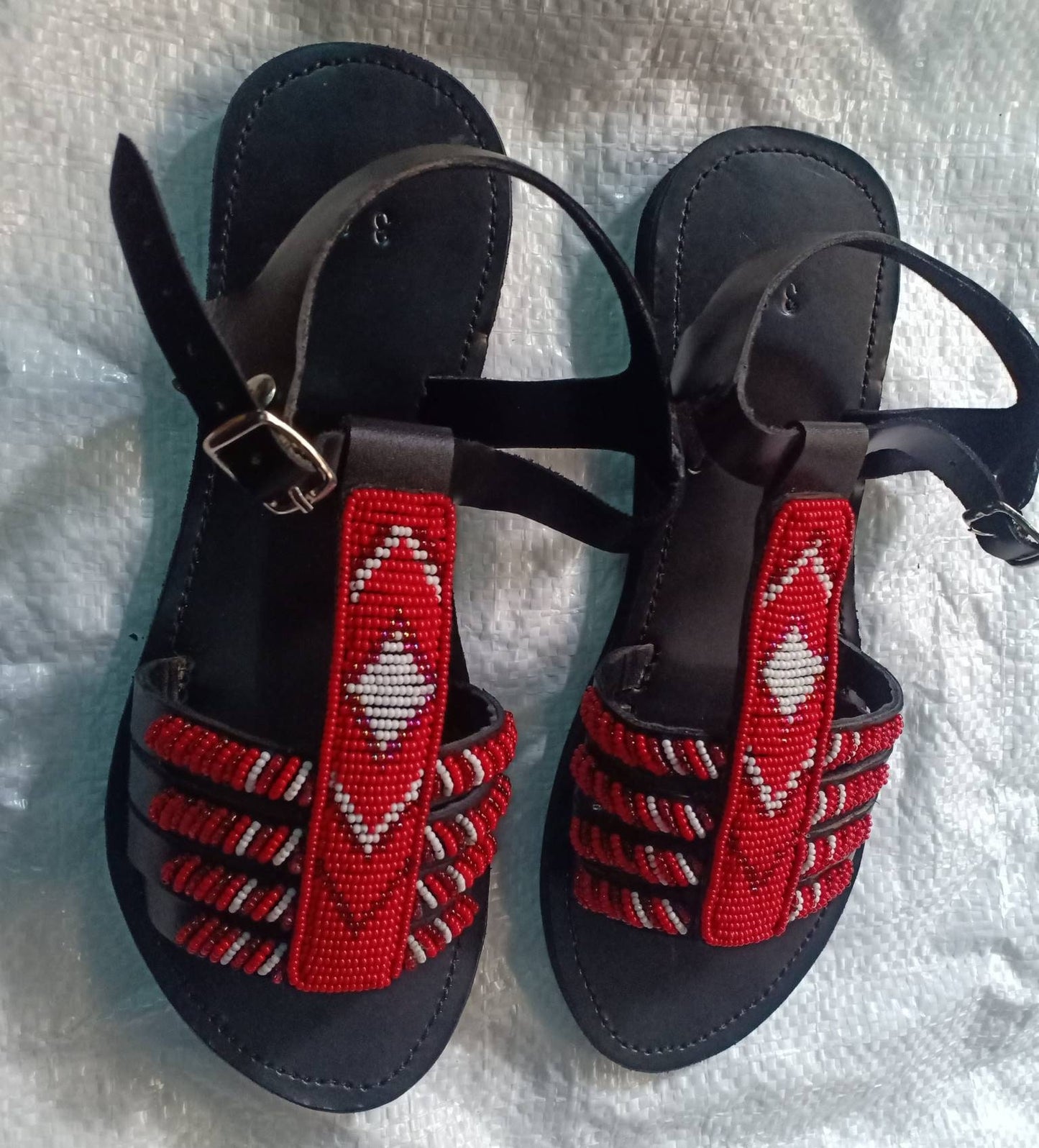 Handmade African Beaded Sandals/Authentic Maasai-Style Leather Flip-Flops Women/Boho Beach Sandals/Comfortable Summer Sandal African Gifts