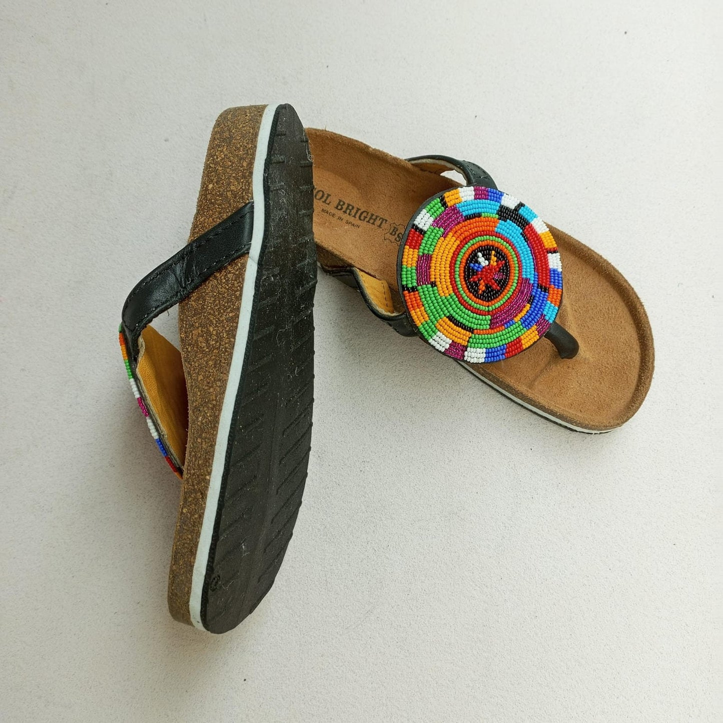 Handmade African Beaded Sandals/Authentic Maasai-Style Leather Flip-Flops Women/Boho Beach Sandals/Comfortable Summer Sandal African Gifts
