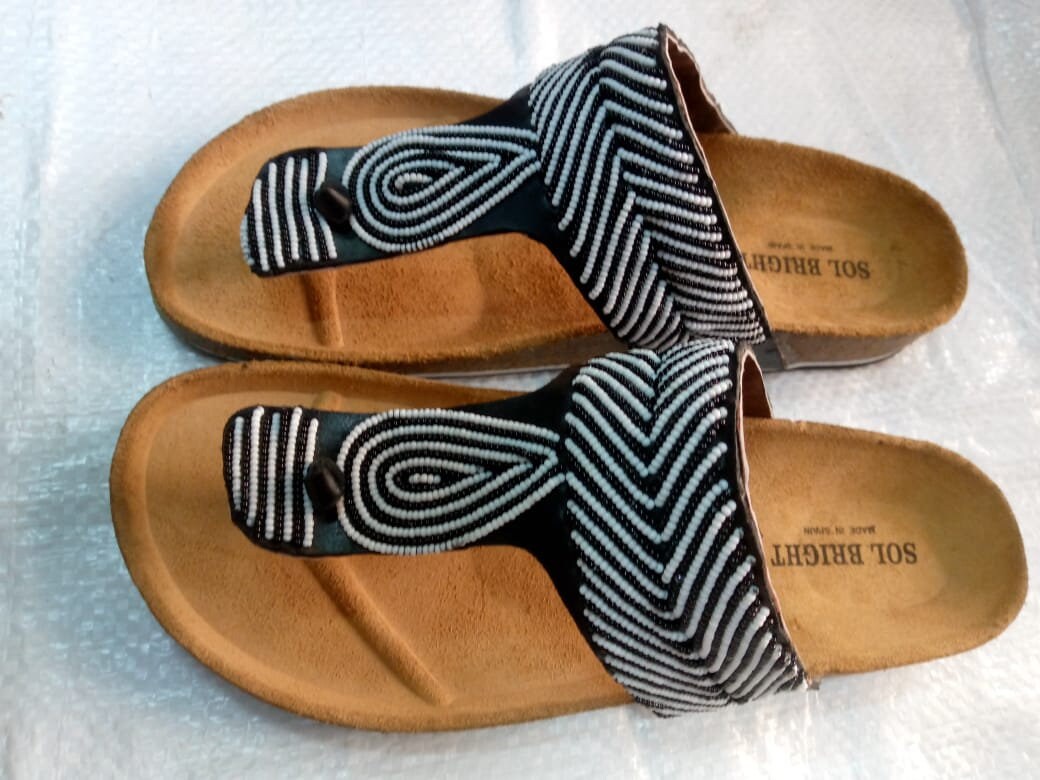 Handmade African Beaded Sandals/Authentic Maasai-Style Leather Flip-Flops Women/Boho Beach Sandals/Comfortable Summer Sandal African Gifts