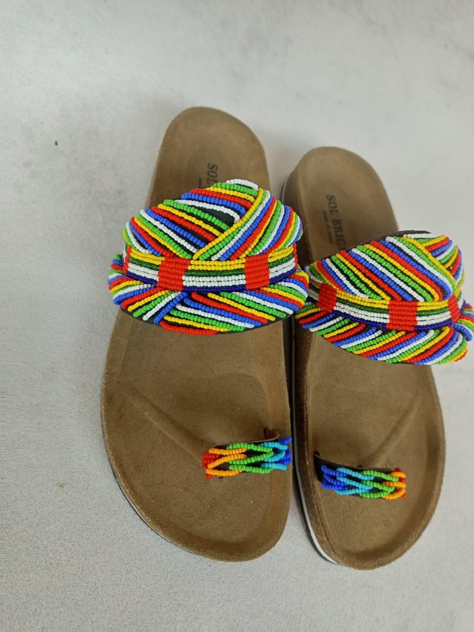 Handmade African Beaded Sandals/Authentic Maasai-Style Leather Flip-Flops Women/Boho Beach Sandals/Comfortable Summer Sandal African Gifts