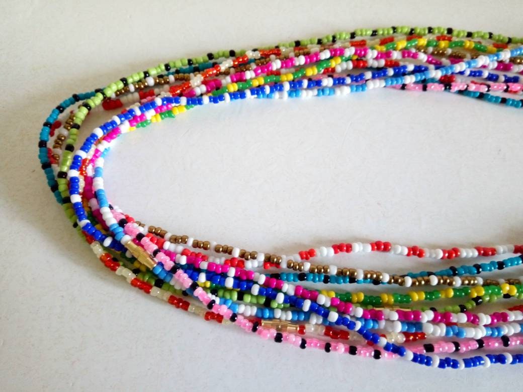 Handmade Waist Beads for Women/African Beaded Body Jewelry/Boho Style, Weight Loss, Belly Chain, Custom Size