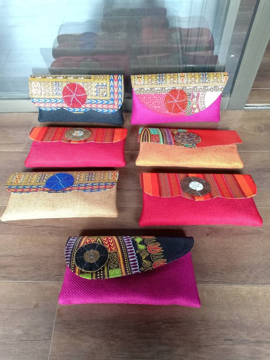 ON SALE: Wholesale African beaded clutch bags, a set of clutch bags, 7 clutch bags.