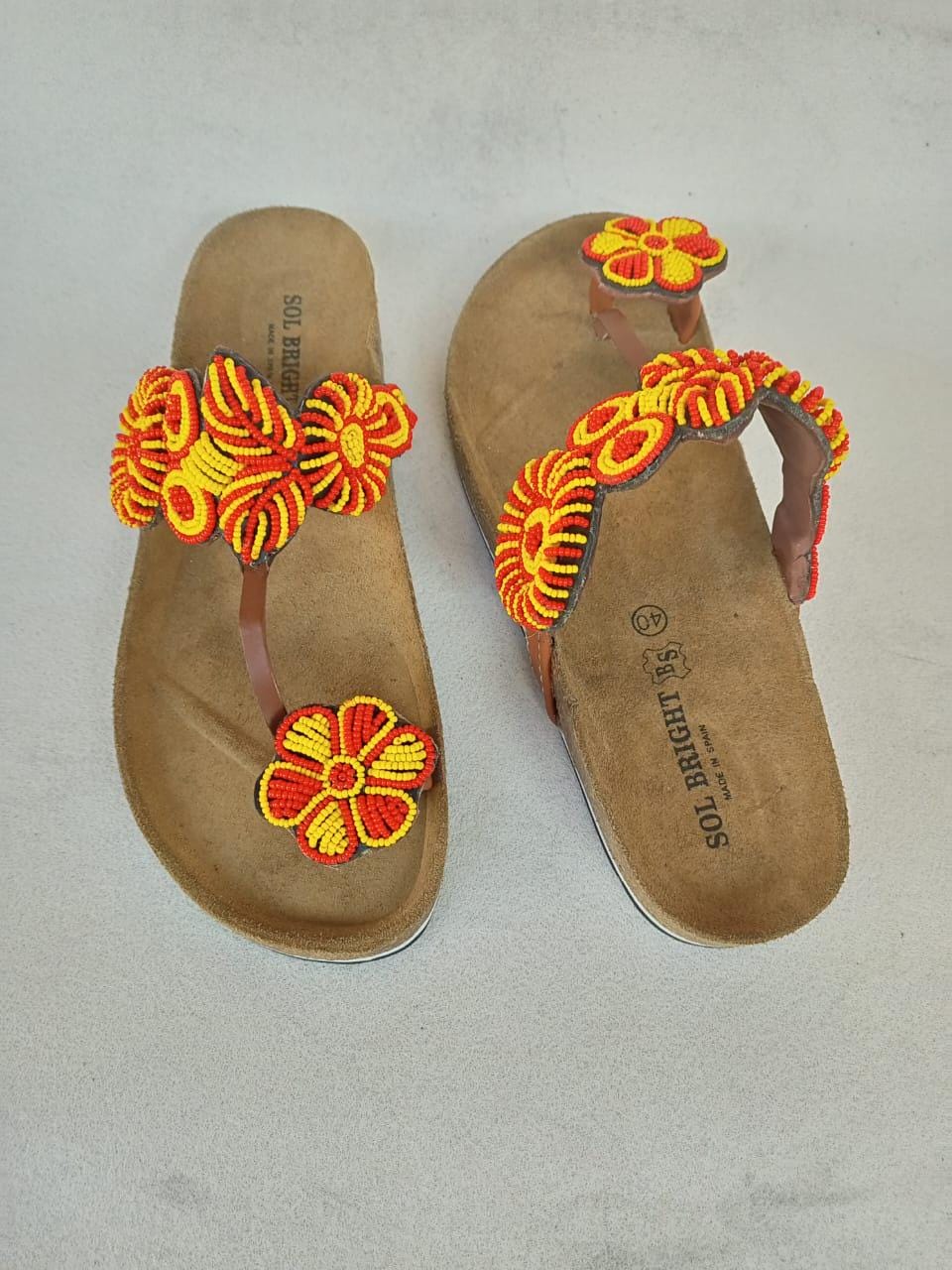 Handmade African Beaded Sandals/Authentic Maasai-Style Leather Flip-Flops Women/Boho Beach Sandals/Comfortable Summer Sandal African Gifts