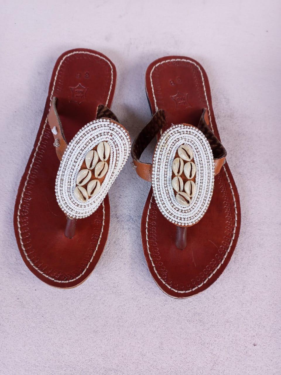 Handmade African Beaded Sandals/Authentic Maasai-Style Leather Flip-Flops Women/Boho Beach Sandals/Comfortable Summer Sandal African Gifts