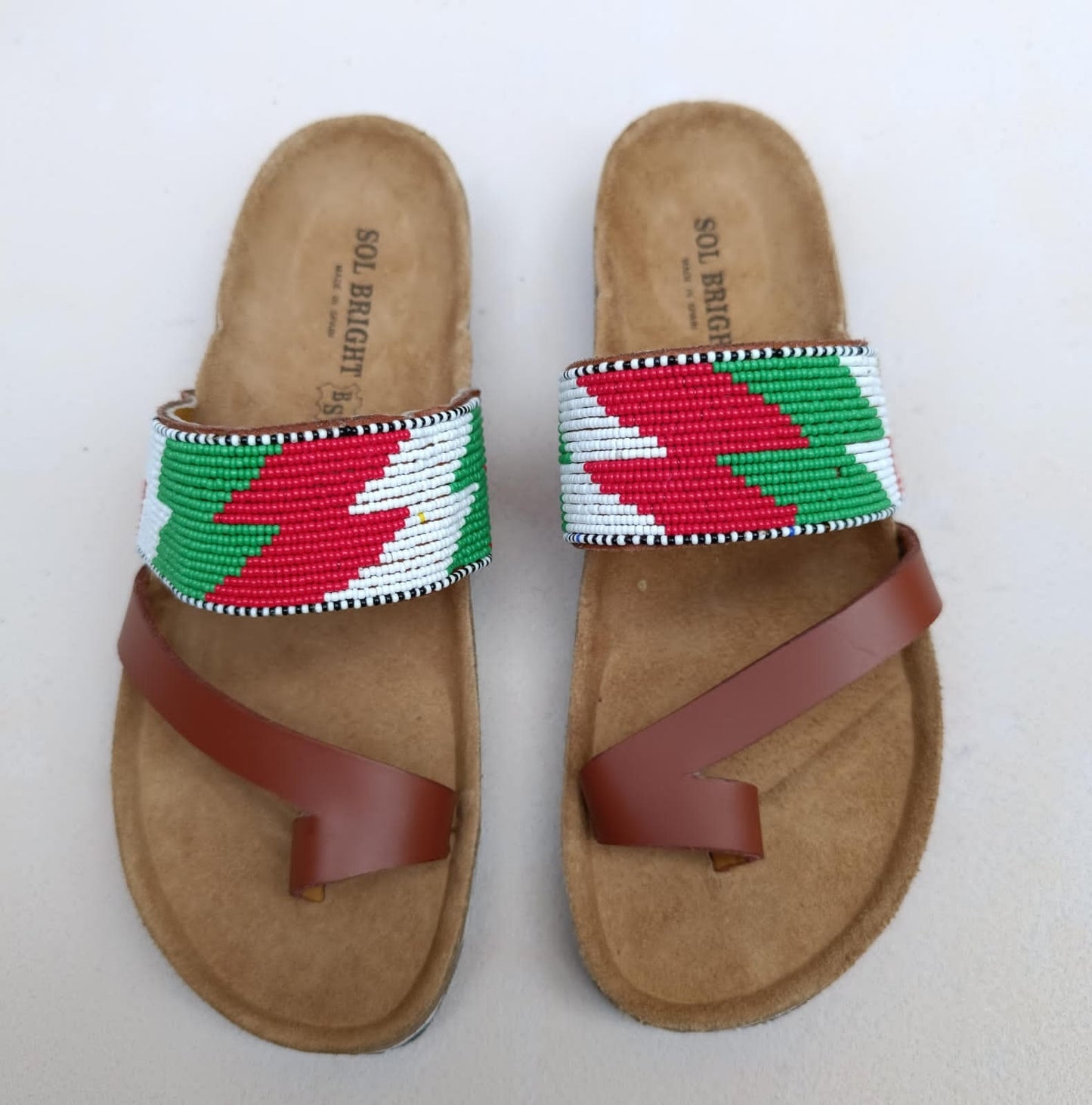 Handmade African Beaded Sandals/Authentic Maasai-Style Leather Flip-Flops Women/Boho Beach Sandals/Comfortable Summer Sandal African Gifts