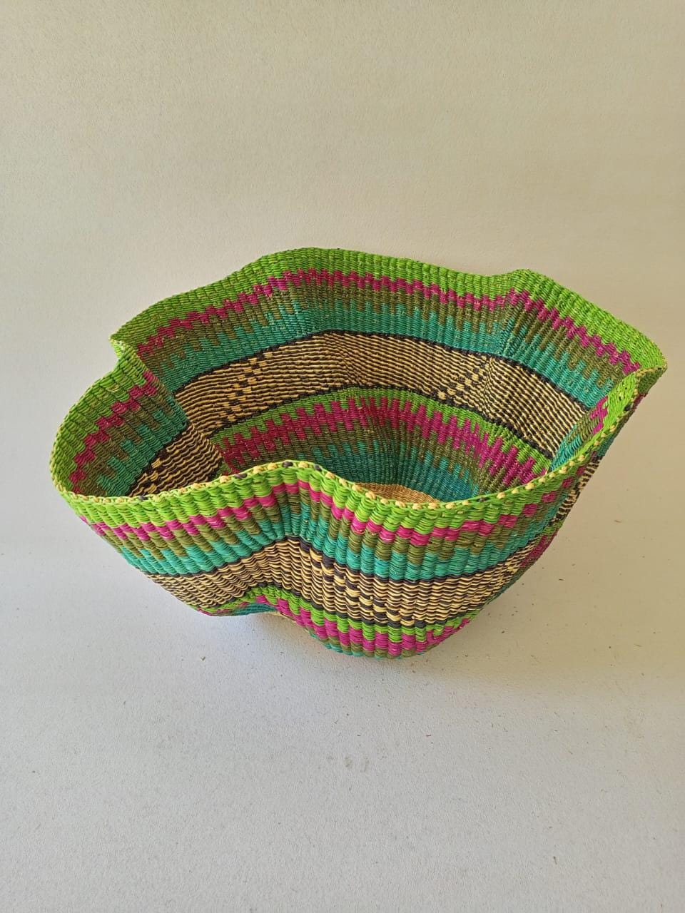 ON SALE:Home Decor, Art Basket, Wave Basket Decor Basket, Bolga Basket, organizer Basket, African Basket, Handmade Basket, Woven Basket