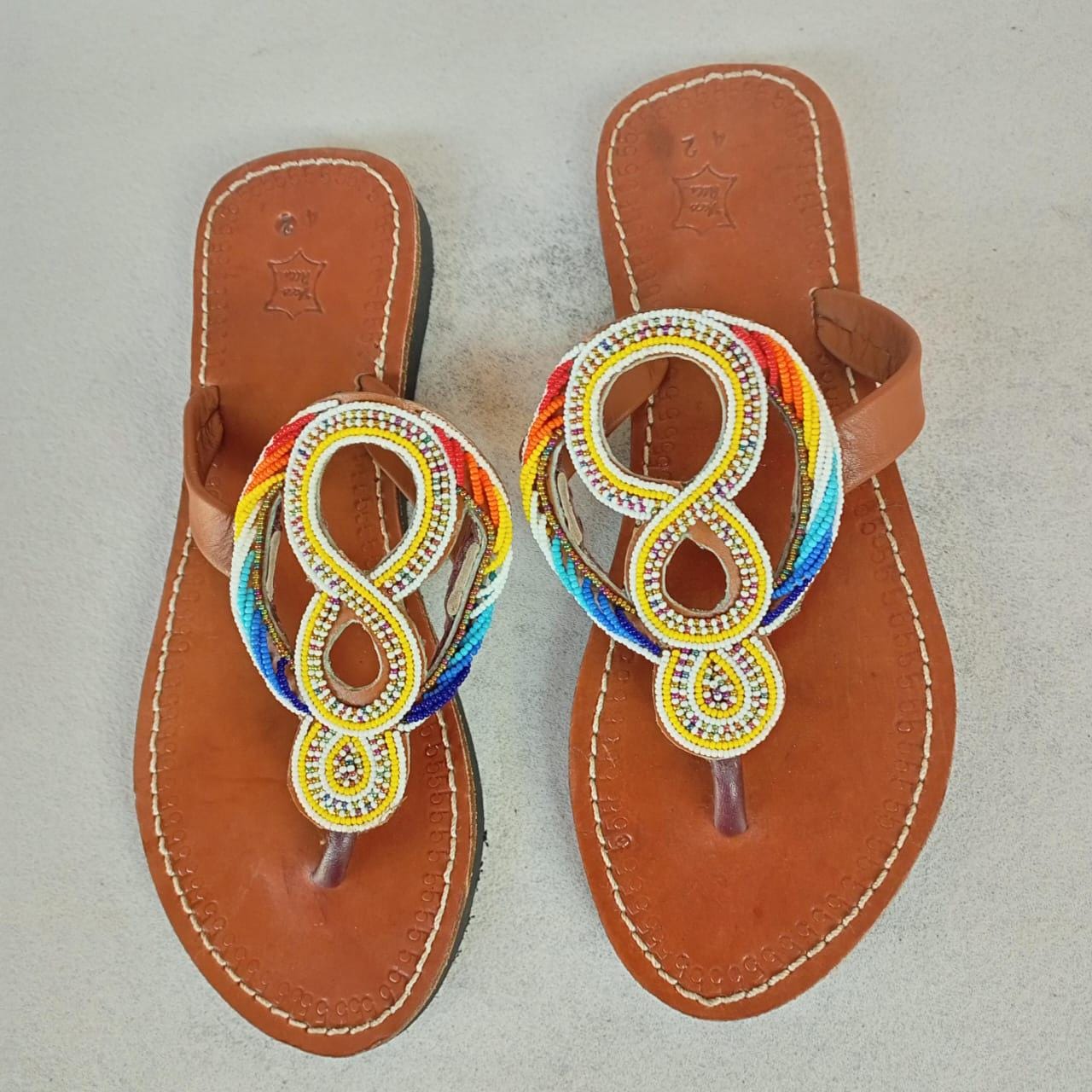 Handmade African Beaded Sandals/Authentic Maasai-Style Leather Flip-Flops Women/Boho Beach Sandals/Comfortable Summer Sandal African Gifts