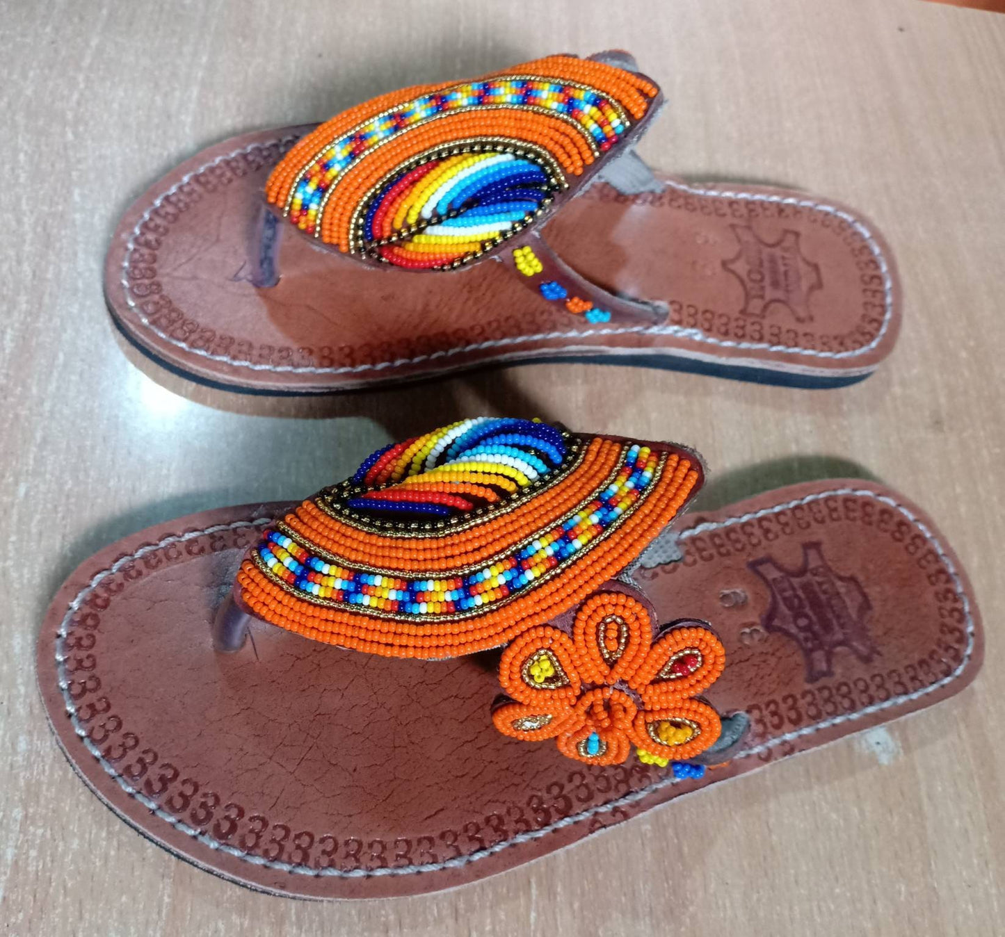 Handmade African Beaded Sandals/Authentic Maasai-Style Leather Flip-Flops Women/Boho Beach Sandals/Comfortable Summer Sandal African Gifts