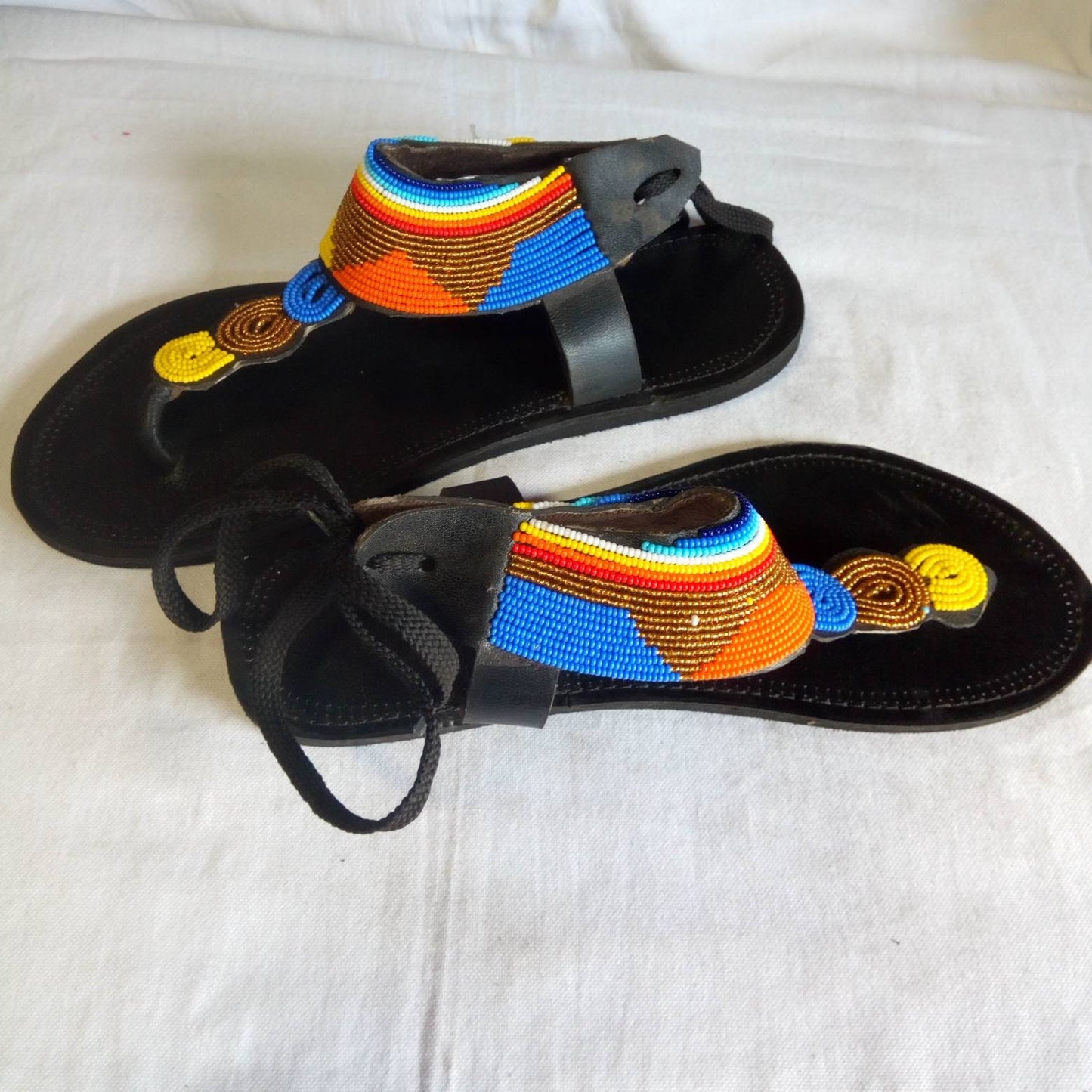 Handmade African Beaded Sandals/Authentic Maasai-Style Leather Flip-Flops Women/Boho Beach Sandals/Comfortable Summer Sandal African Gifts