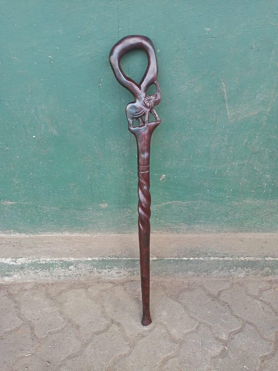 African wood Original Hiking Walking stick/Handmade Kenya Africa Ebony Hardwood Black UnisexCane/Hand designed Came/ Wooden walking stick