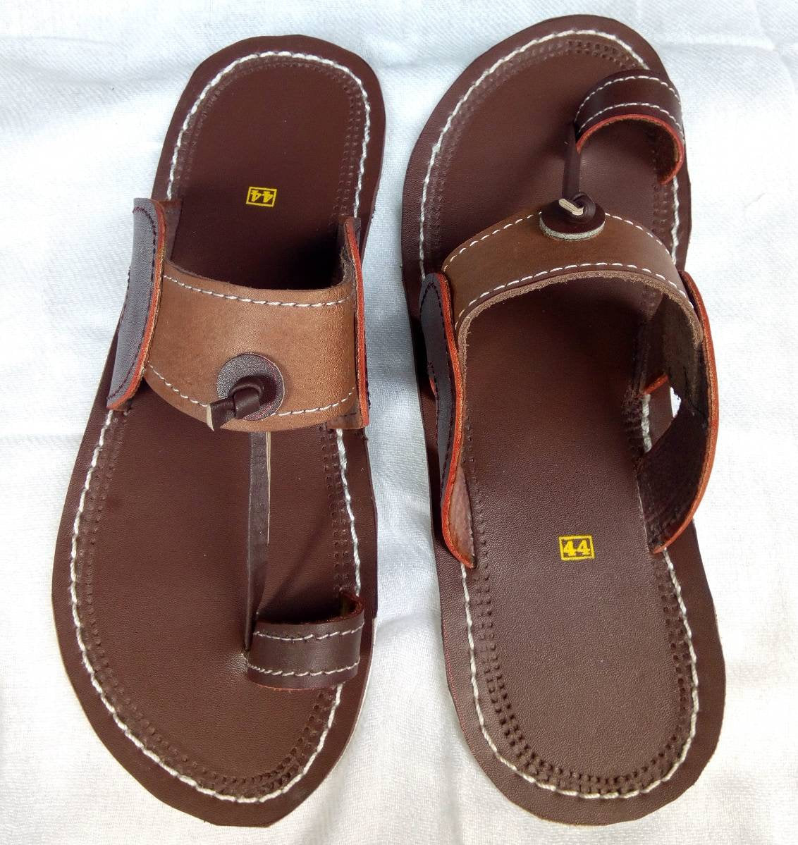 Handmade African Men's Sandals/Genuine Leather Beaded Flip-Flops/Comfortable Summer Sandals for Men/African Shoes/Unique Gift for Him