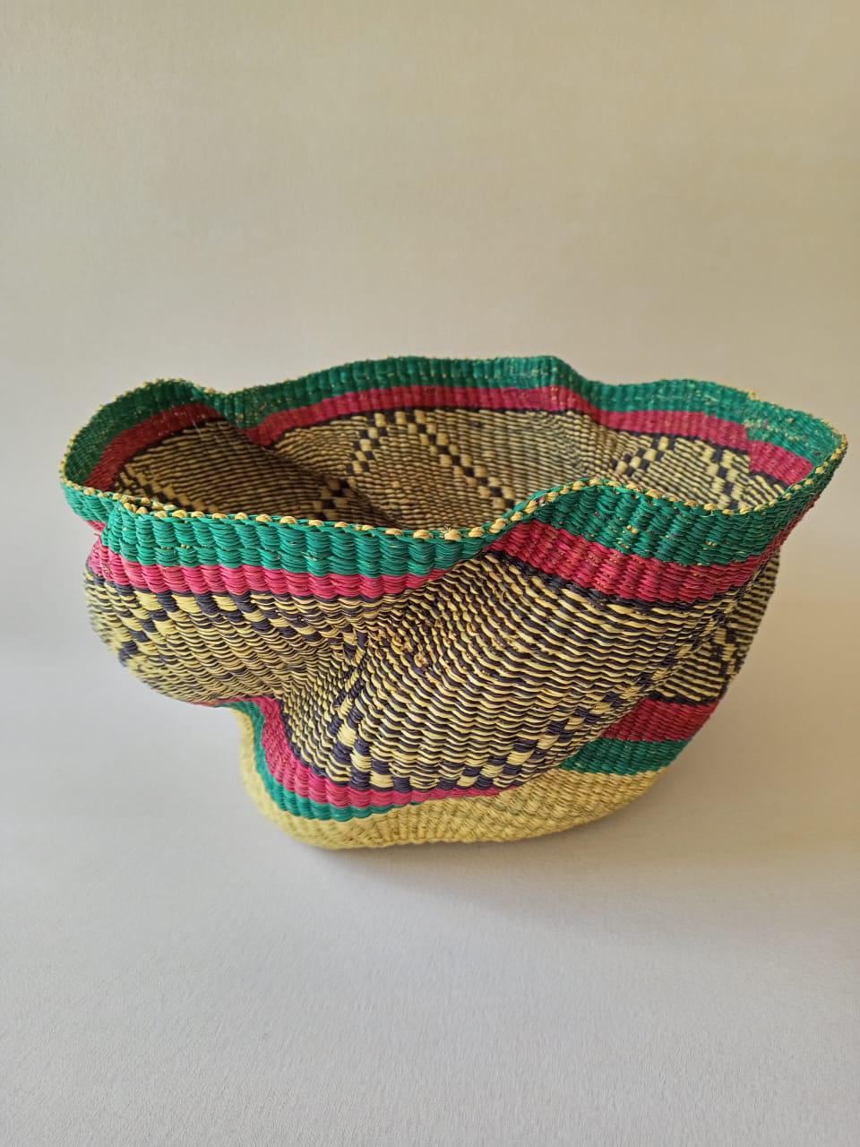 ON SALE:Home Decor, Art Basket, Wave Basket Decor Basket, Bolga Basket, organizer Basket, African Basket, Handmade Basket, Woven Basket