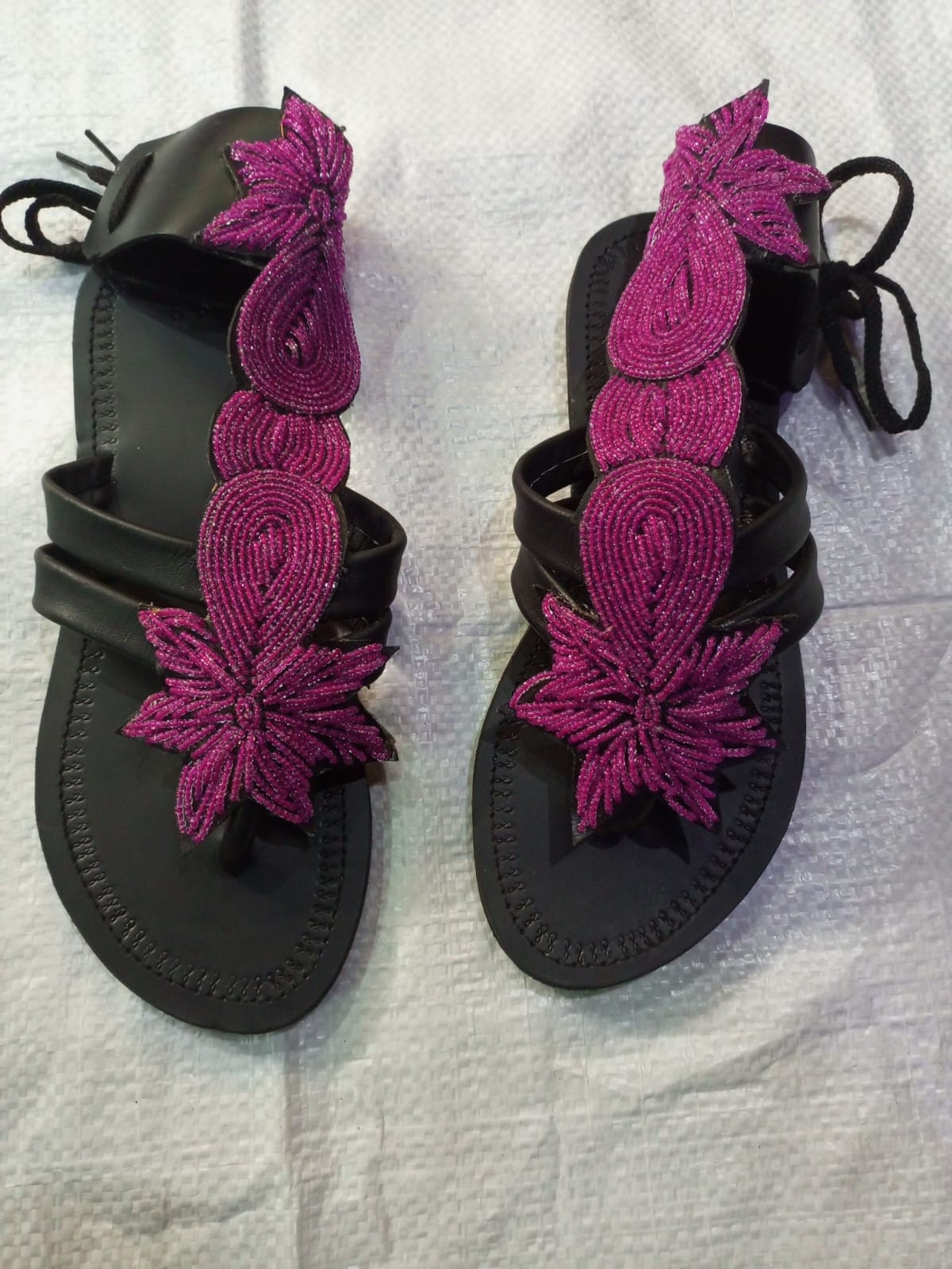 Handmade African Beaded Sandals/Authentic Maasai-Style Leather Flip-Flops Women/Boho Beach Sandals/Comfortable Summer Sandal African Gifts