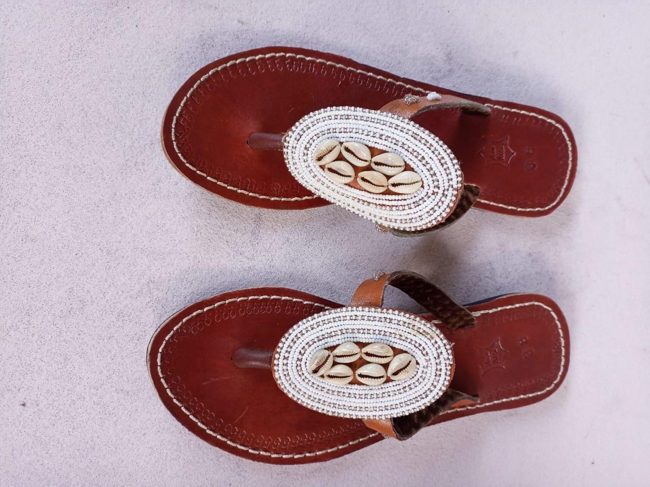 Handmade African Beaded Sandals/Authentic Maasai-Style Leather Flip-Flops Women/Boho Beach Sandals/Comfortable Summer Sandal African Gifts