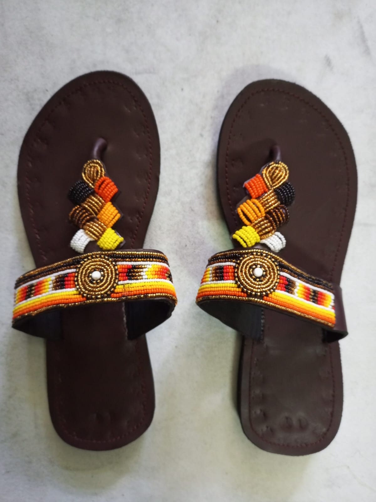 Handmade African Beaded Sandals/Authentic Maasai-Style Leather Flip-Flops Women/Boho Beach Sandals/Comfortable Summer Sandal African Gifts