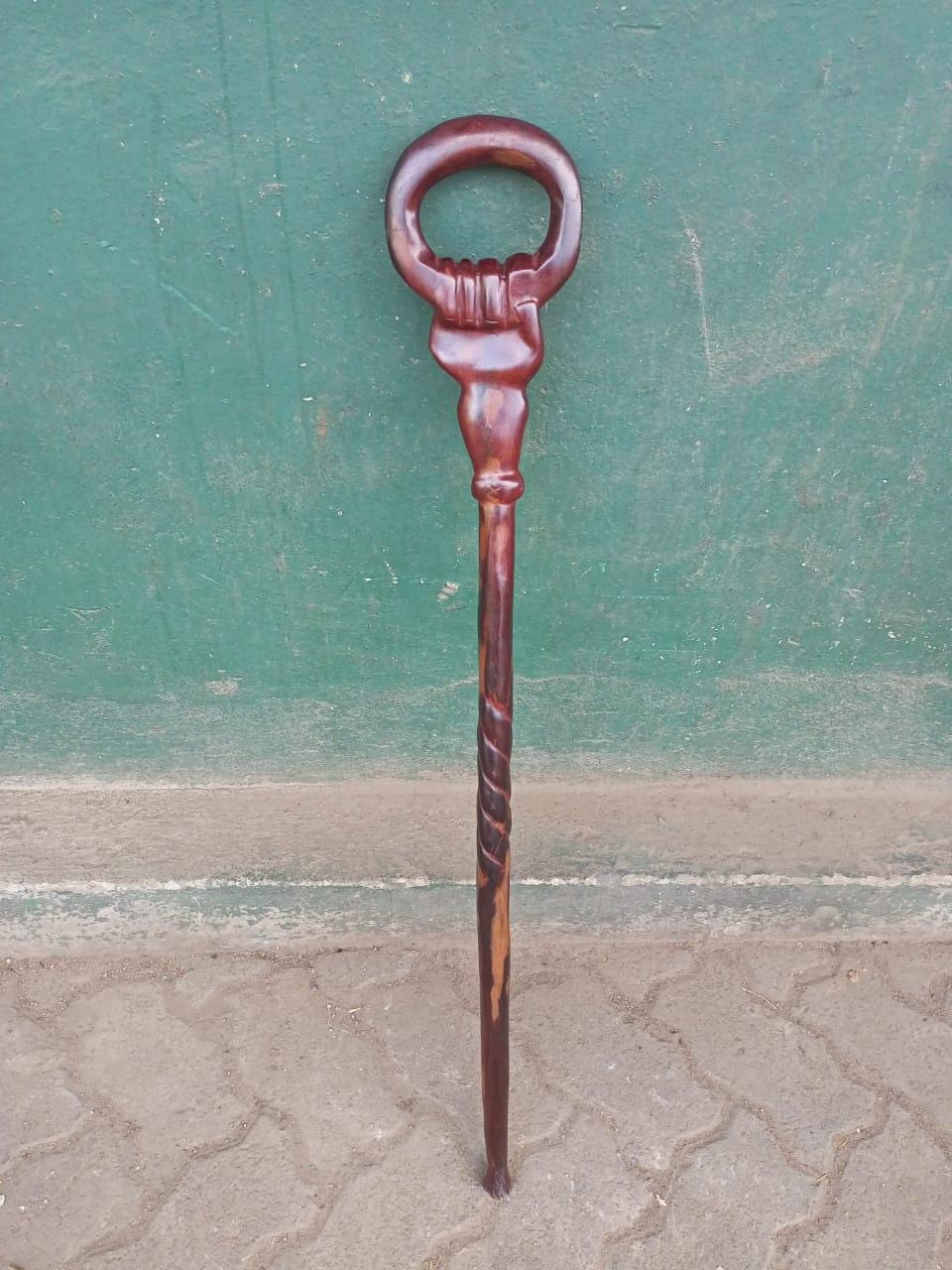 African wood Original Hiking Walking stick/Handmade Kenya Africa Ebony Hardwood Black UnisexCane/Hand designed Came/ Wooden walking stick
