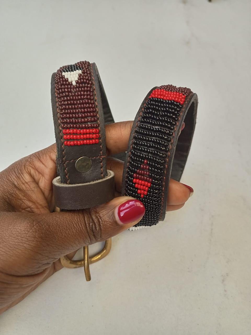 African Beaded Collar, Handmade Dog Collar , Maasai collar, Leather collar, Pet Gift, Christmas gift, Pet collar, Dog leash, Pet lead
