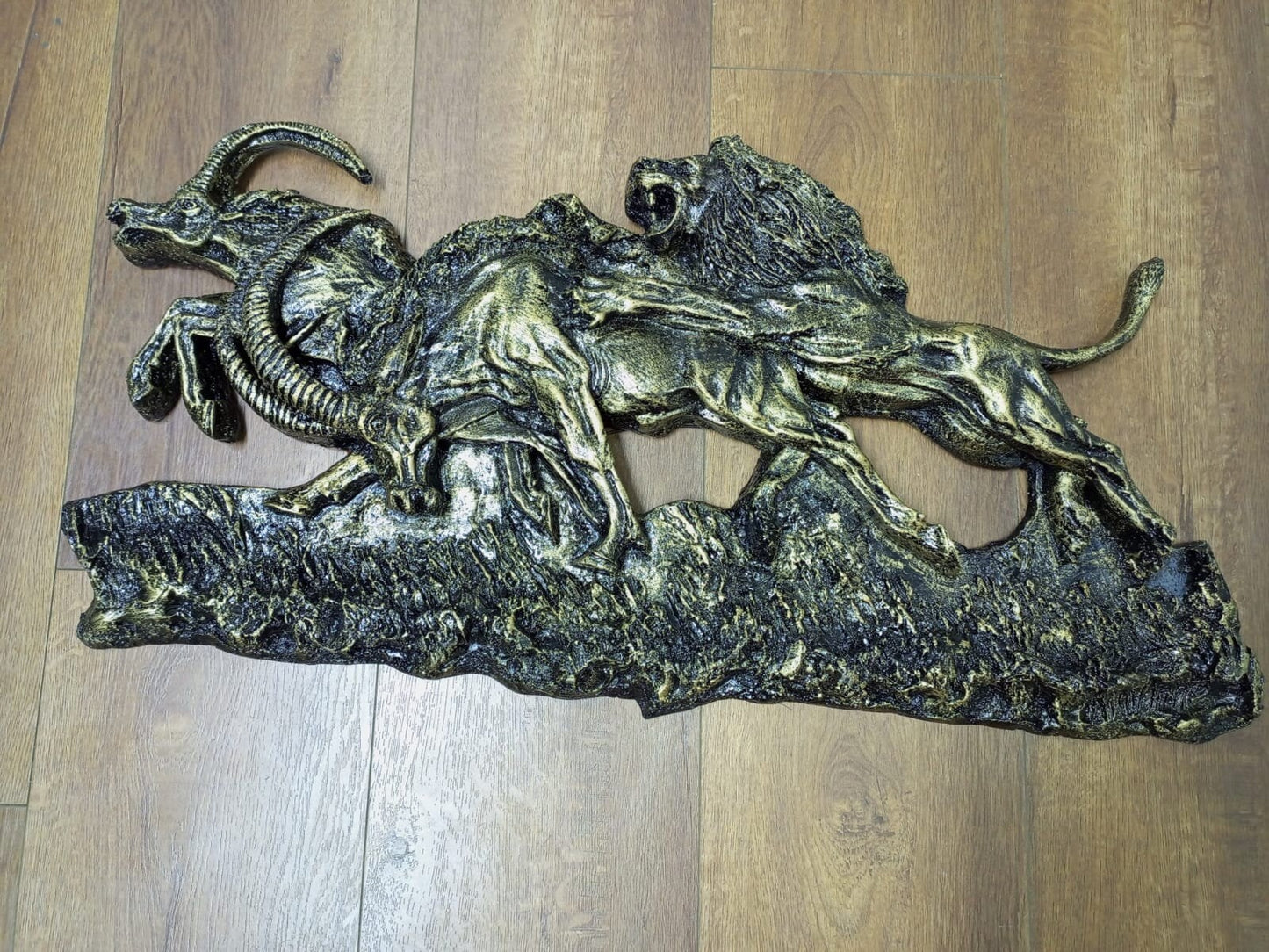 Lion Hunting Scene Wall Art/Handmade Fiber Sculpture/African Wildlife Decor/Unique Animal Art/Nature-Inspired Home Decor/Boho Safari Decor