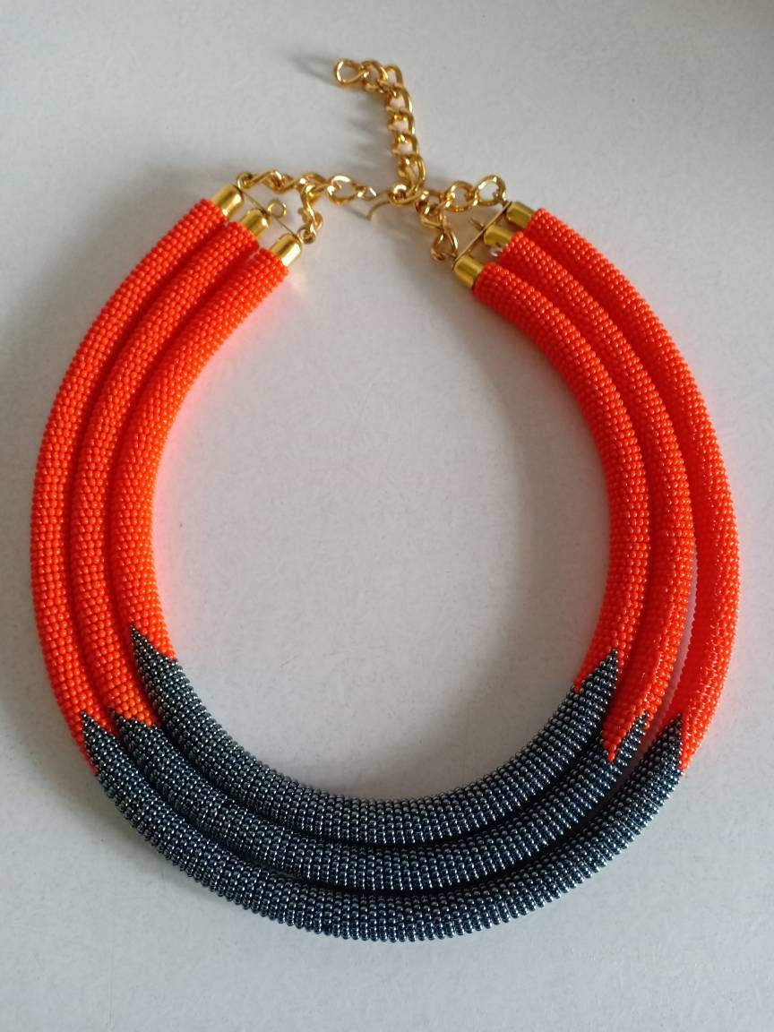 Boho Statement Jewelry/Colorful Seed Bead Necklace/Layered Necklace for Women/Gift for Her/Handmade Beaded Necklace/gift for women