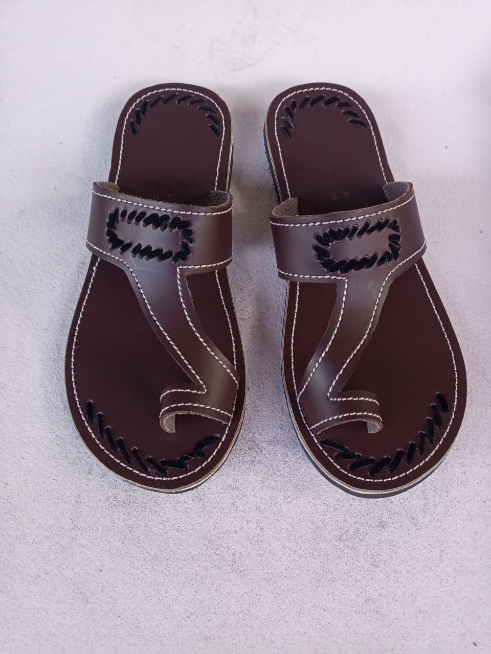 CUSTOMIZED Leather Men's Sandals/Genuine Leather Beaded Flip-Flops/Comfortable Summer Sandals for Men/African Shoes/Unique Gift for Him