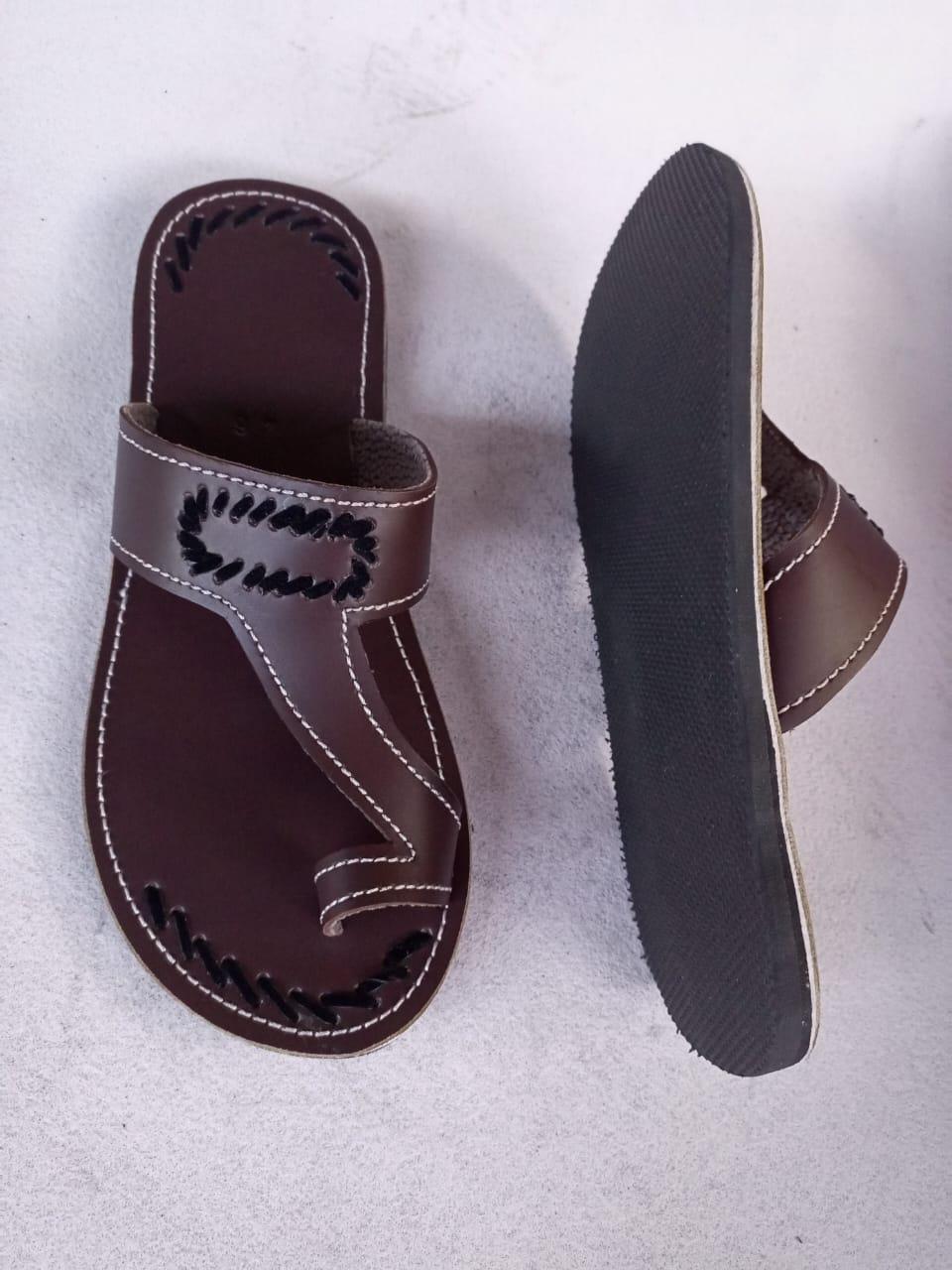 CUSTOMIZED Leather Men's Sandals/Genuine Leather Beaded Flip-Flops/Comfortable Summer Sandals for Men/African Shoes/Unique Gift for Him
