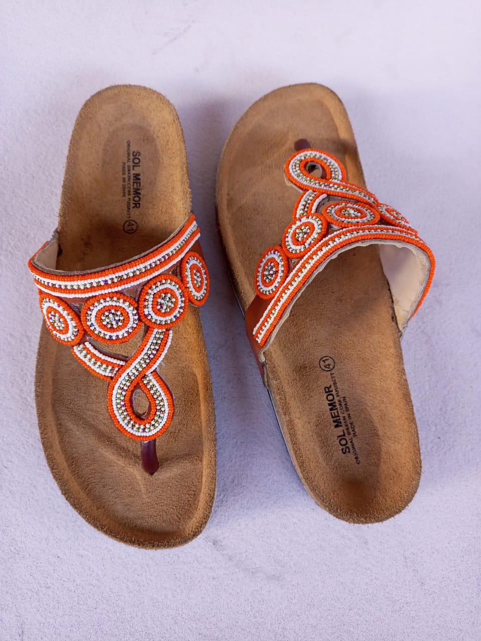 Handmade African Beaded Sandals/Authentic Maasai-Style Leather Flip-Flops Women/Boho Beach Sandals/Comfortable Summer Sandal African Gifts