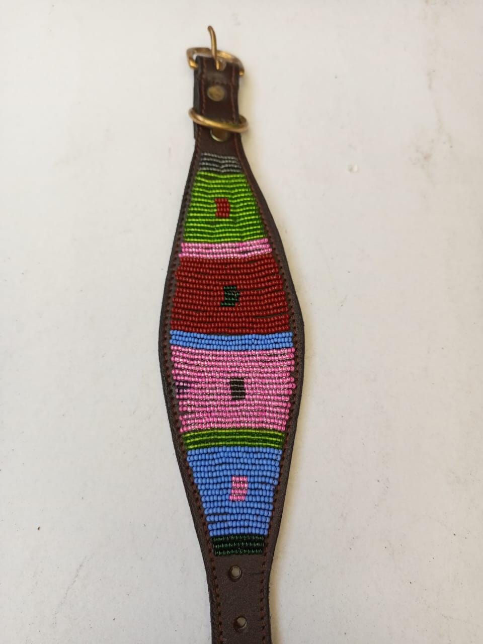African Beaded Collar, Handmade Dog Collar , Maasai collar, Leather collar, Pet Gift, Christmas gift, Pet collar, Dog leash, Pet lead