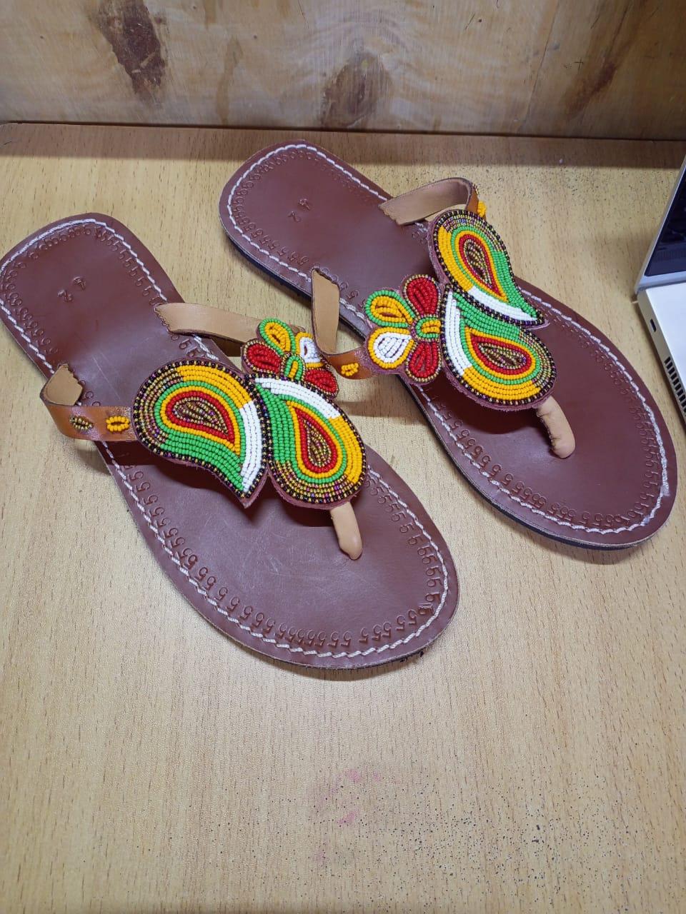 CUSTOMIZED African beaded sandals, summer sandals, Christmas gift for her,mom gift,beach sandals, leather sandals,