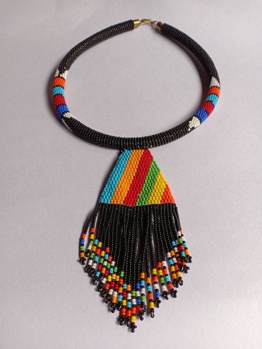 Boho Statement Jewelry/Colorful Seed Bead Necklace/Gift for Her/Handmade Beaded Necklace/gift for women
