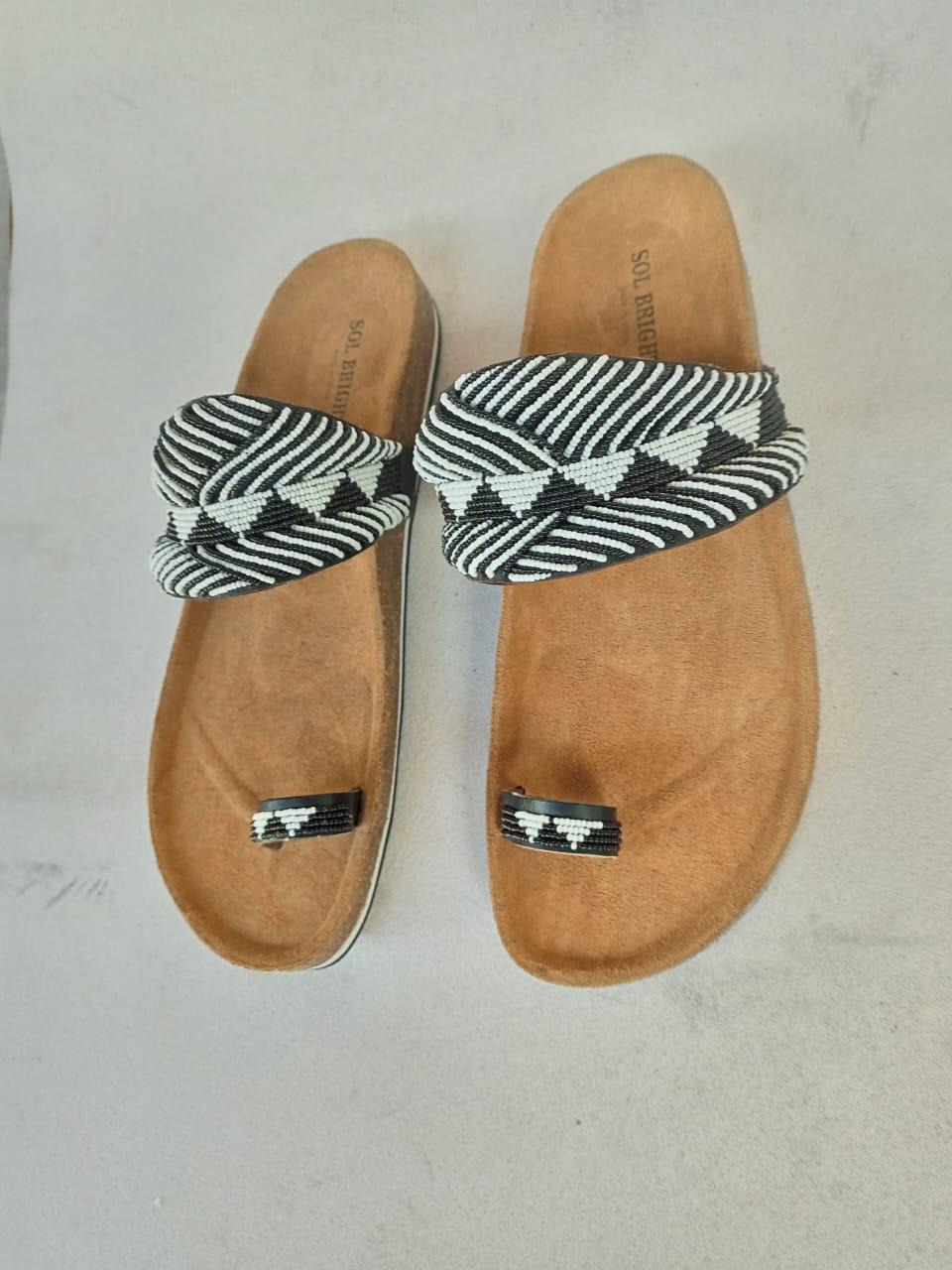 Handmade African Beaded Sandals/Authentic Maasai-Style Leather Flip-Flops Women/Boho Beach Sandals/Comfortable Summer Sandal African Gifts