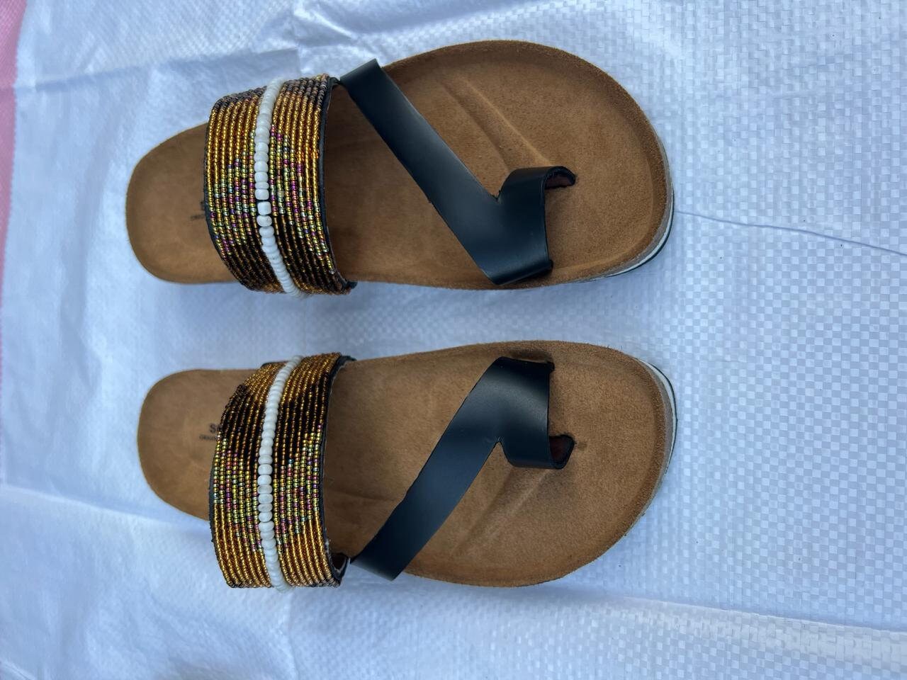 Handmade African Beaded Sandals/Authentic Maasai-Style Leather Flip-Flops Women/Boho Beach Sandals/Comfortable Summer Sandal African Gifts