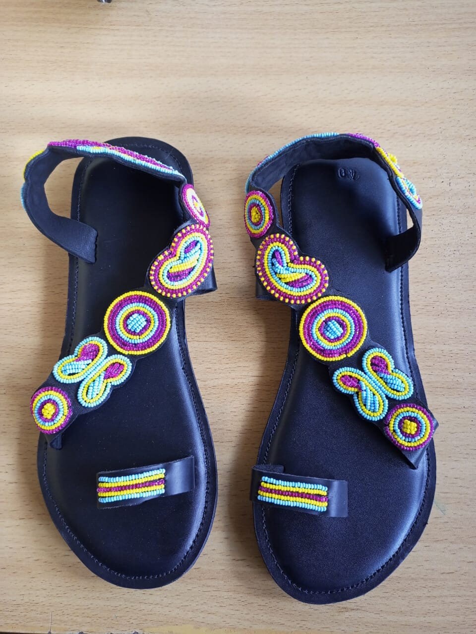 Handmade African Beaded Sandals/Authentic Maasai-Style Leather Flip-Flops Women/Boho Beach Sandals/Comfortable Summer Sandal African Gifts