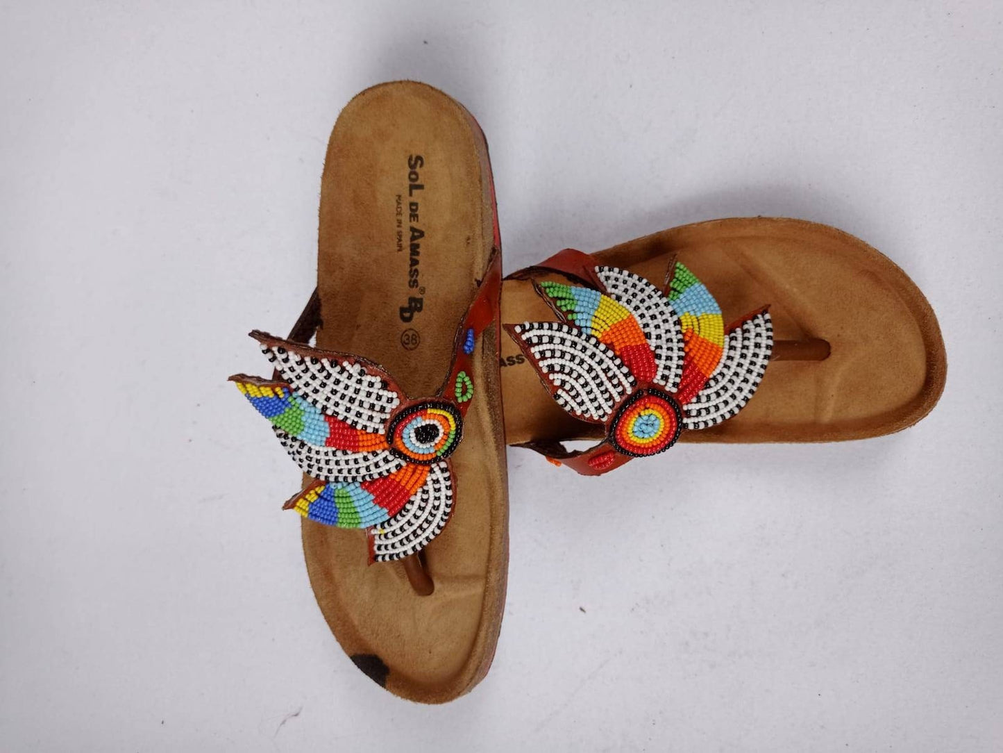 Handmade African Beaded Sandals/Authentic Maasai-Style Leather Flip-Flops Women/Boho Beach Sandals/Comfortable Summer Sandal African Gifts