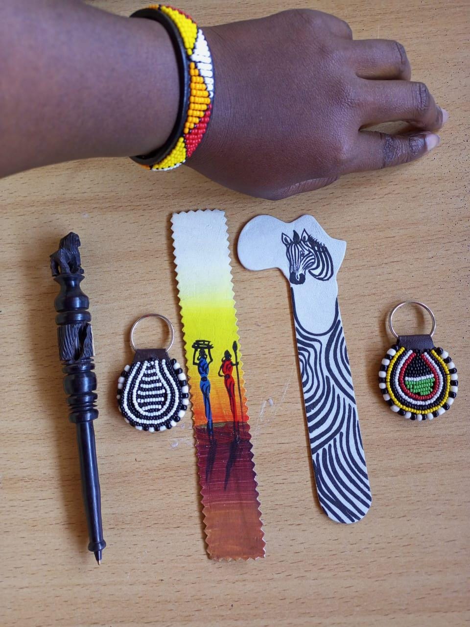 Handcrafted Gift Set: Bookmark, Ebony Pen, Beaded Keyholder Adjustable Bracelet - Unique Thoughtful Gift for All Occasions