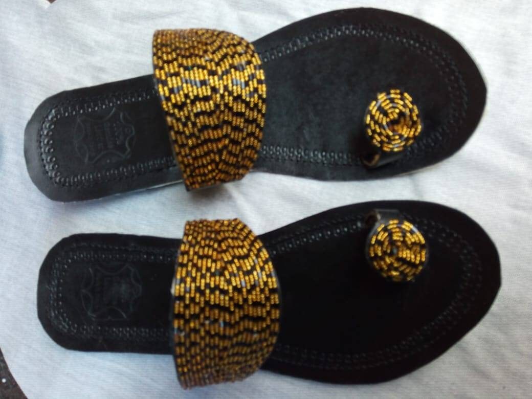 Handmade African Beaded Sandals/Authentic Maasai-Style Leather Flip-Flops Women/Boho Beach Sandals/Comfortable Summer Sandal African Gifts
