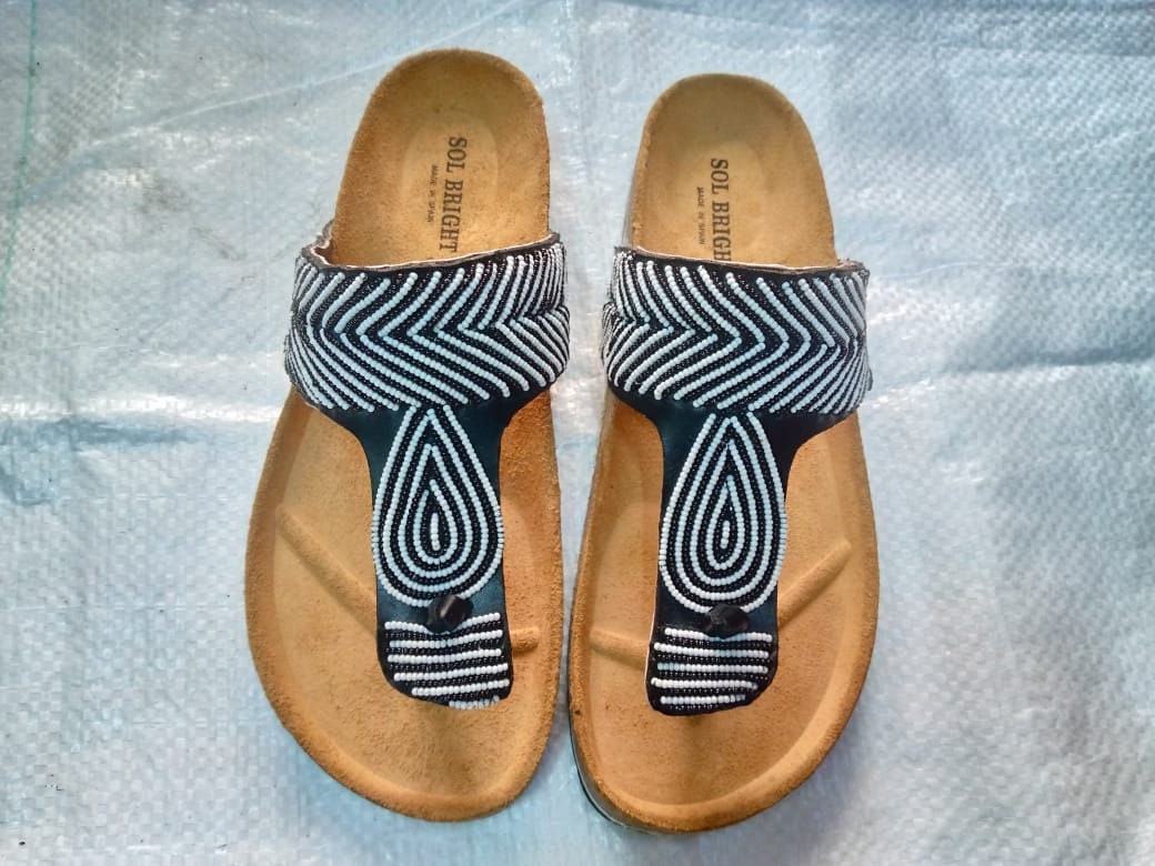 Handmade African Beaded Sandals/Authentic Maasai-Style Leather Flip-Flops Women/Boho Beach Sandals/Comfortable Summer Sandal African Gifts