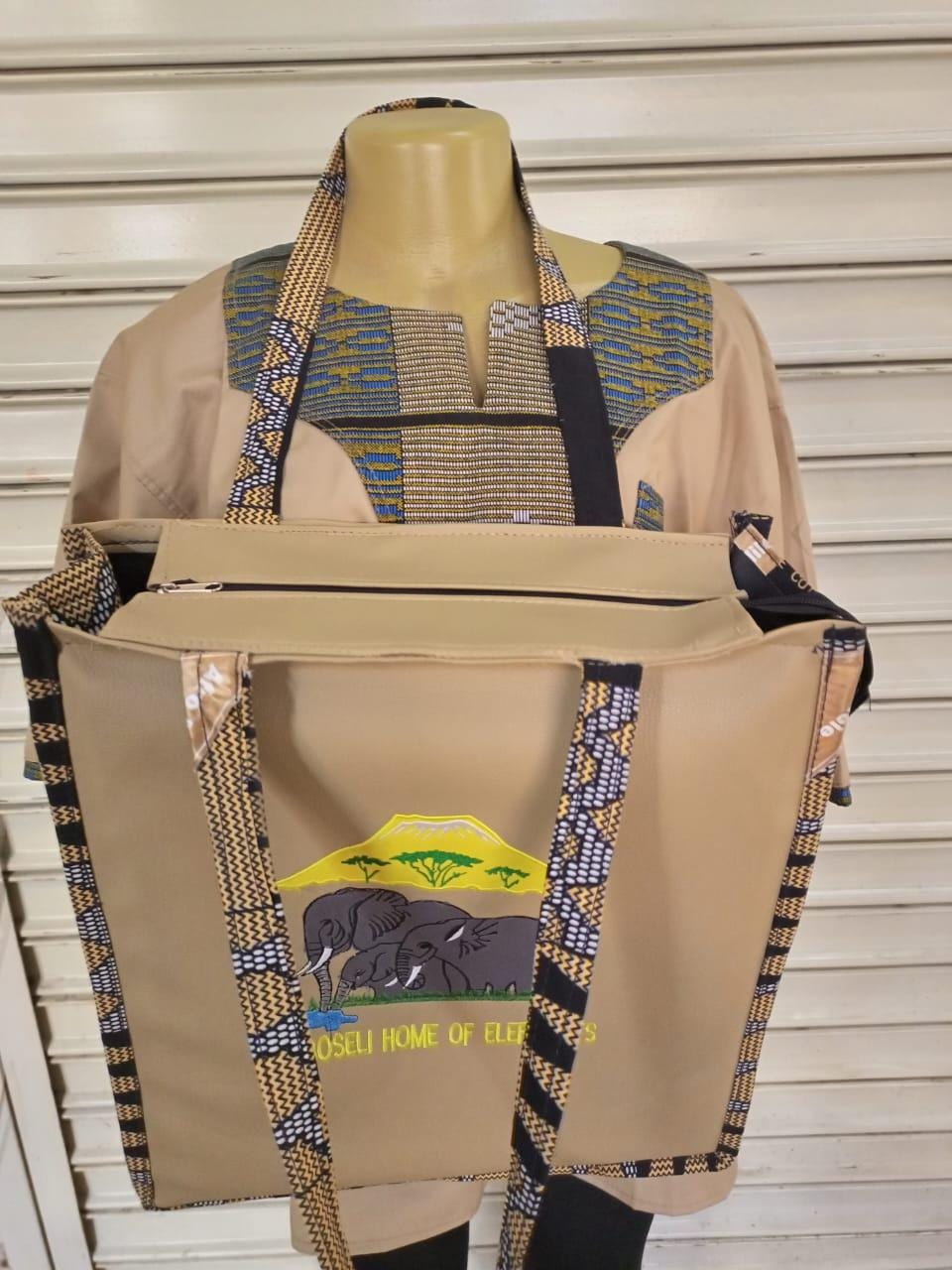 African Leather Tote bag, handcrafted laptop bag,Black woman modern African tote bag, Stylish tote bag, Brown girl bag, travel bag.