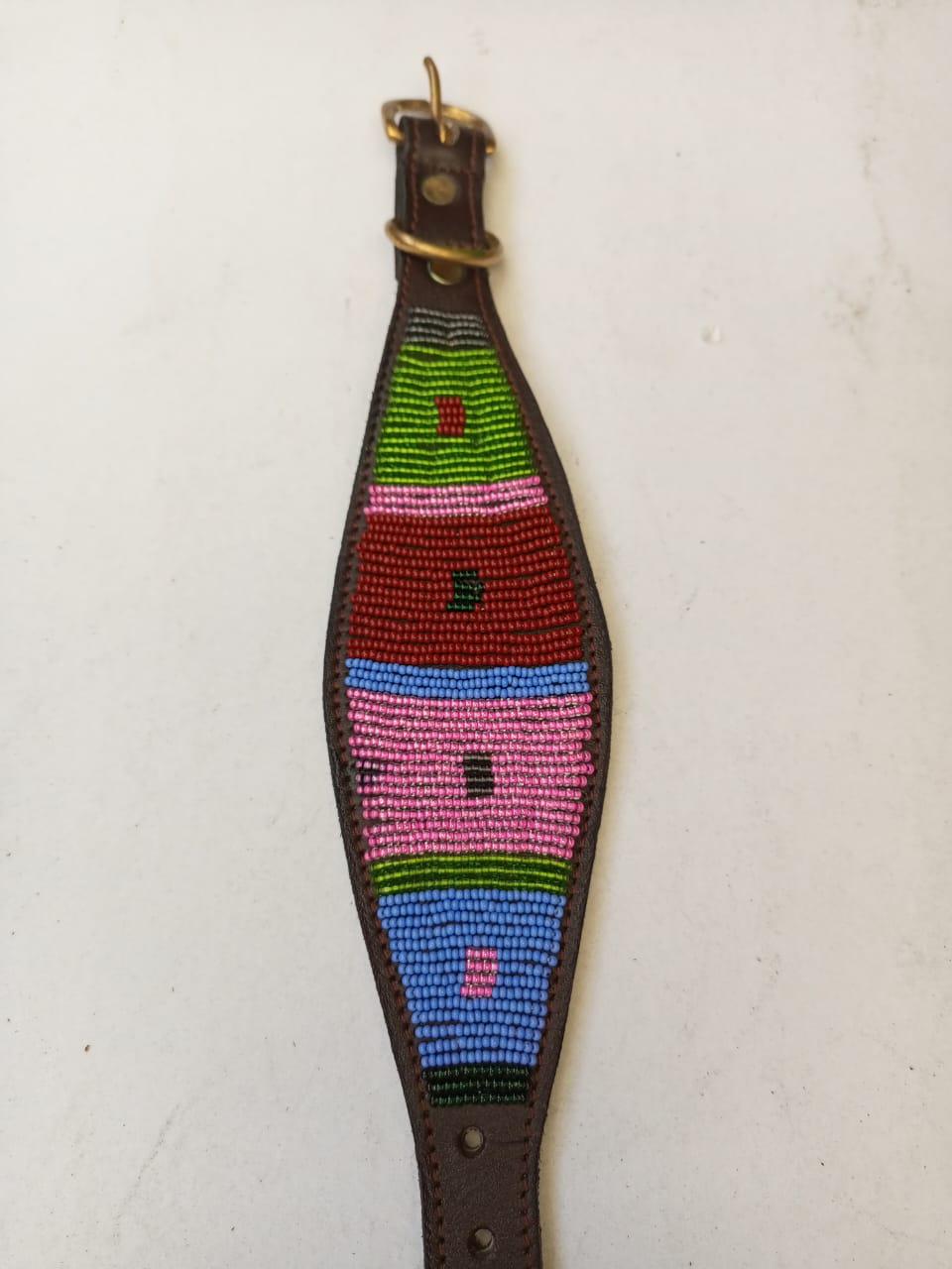 African Beaded Collar, Handmade Dog Collar , Maasai collar, Leather collar, Pet Gift, Christmas gift, Pet collar, Dog leash, Pet lead