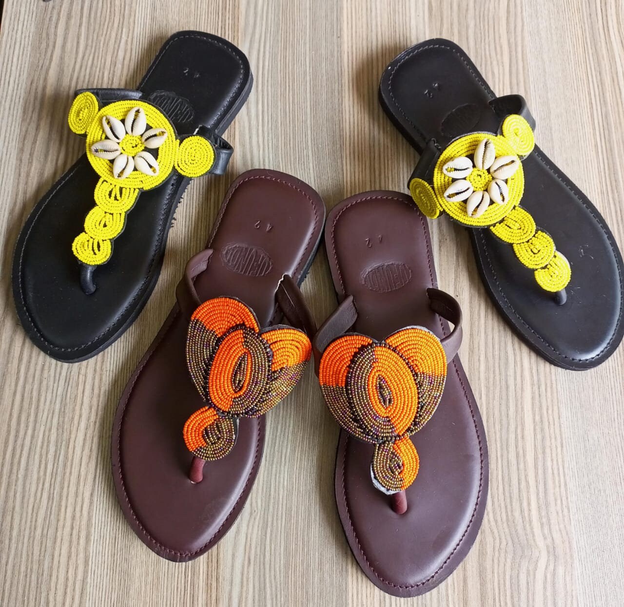 Handmade African Beaded Sandals/Authentic Maasai-Style Leather Flip-Flops Women/Boho Beach Sandals/Comfortable Summer Sandal African Gifts