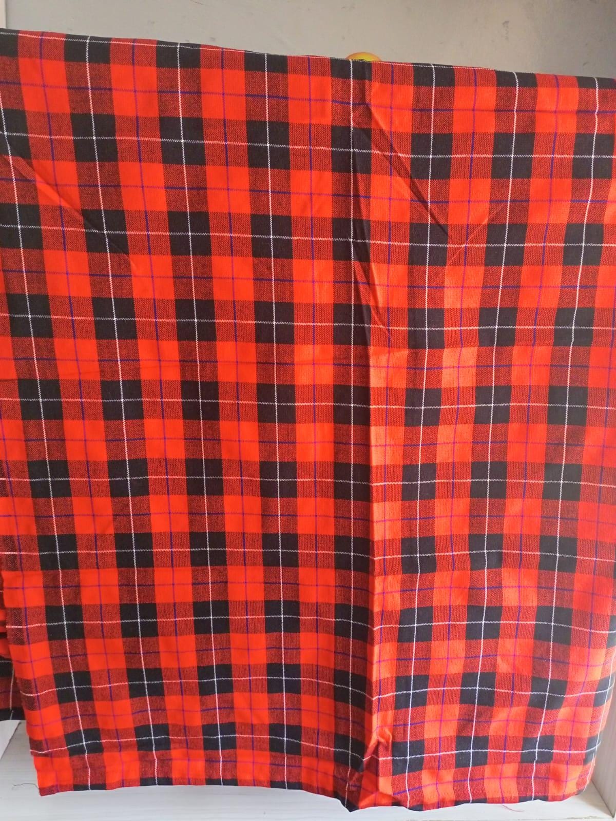 Authentic Maasai Shuka Blanket - Traditional African Tribal Wrap, Red Plaid Safari Blanket for Home Décor or Outdoor Adventures