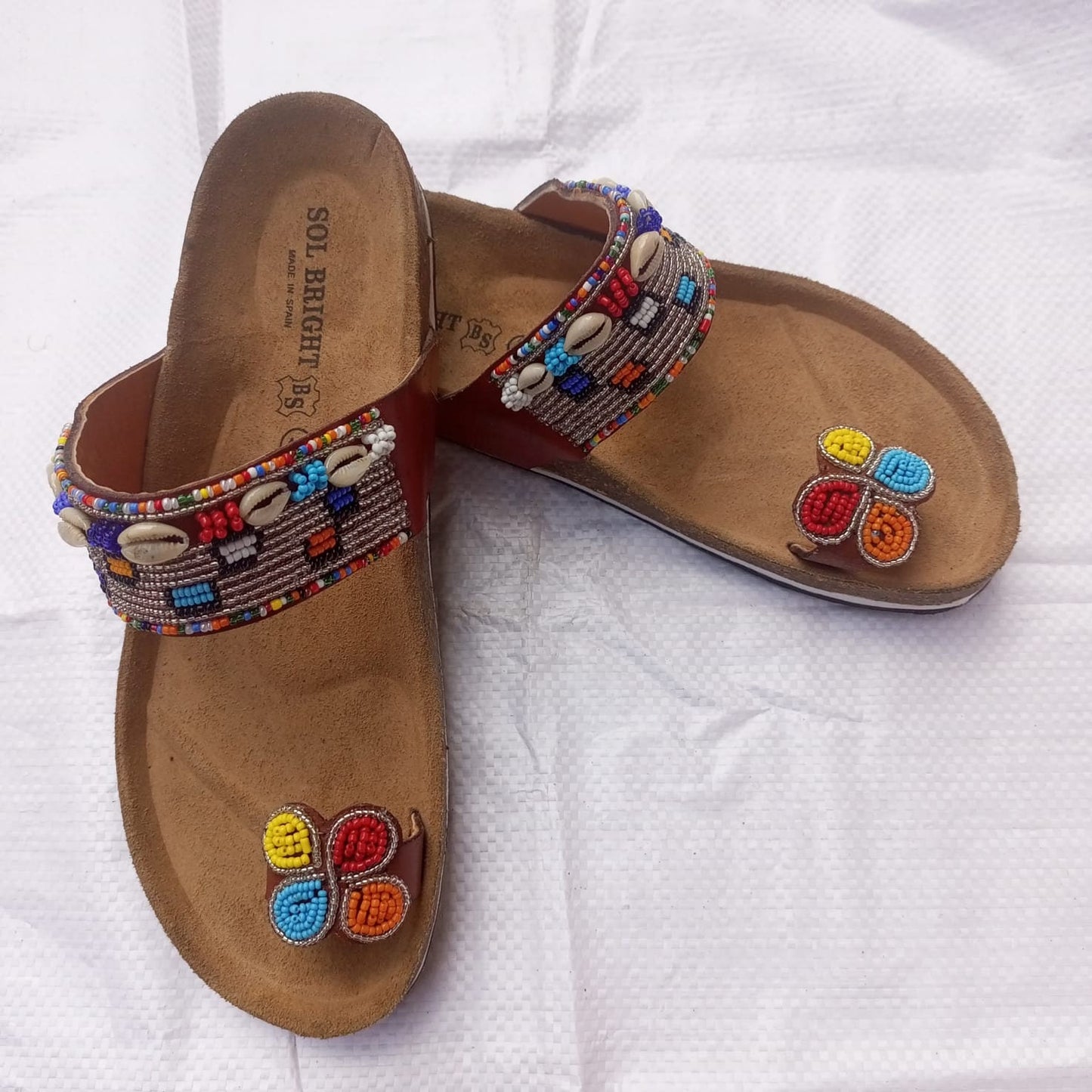 Handmade African Beaded Sandals/Authentic Maasai-Style Leather Flip-Flops Women/Boho Beach Sandals/Comfortable Summer Sandal African Gifts