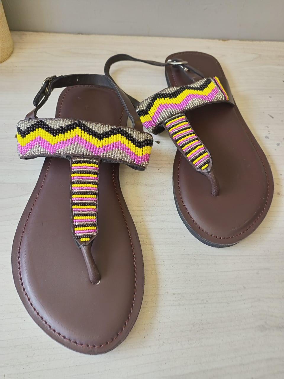 CUSTOMIZED African beaded sandals, summer sandals, Christmas gift for her,mom gift,beach sandals, leather sandals,
