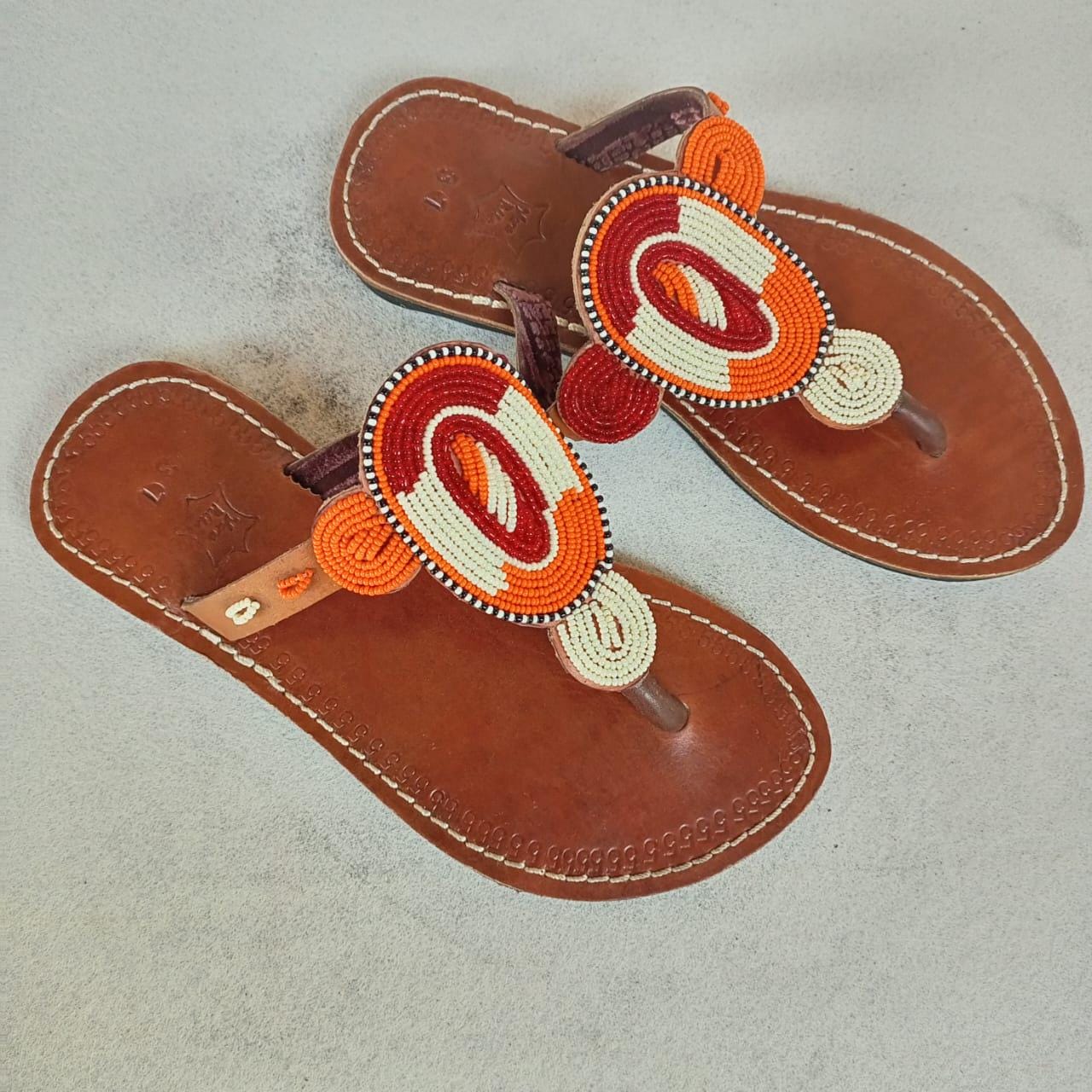 Handmade African Beaded Sandals/Authentic Maasai-Style Leather Flip-Flops Women/Boho Beach Sandals/Comfortable Summer Sandal African Gifts