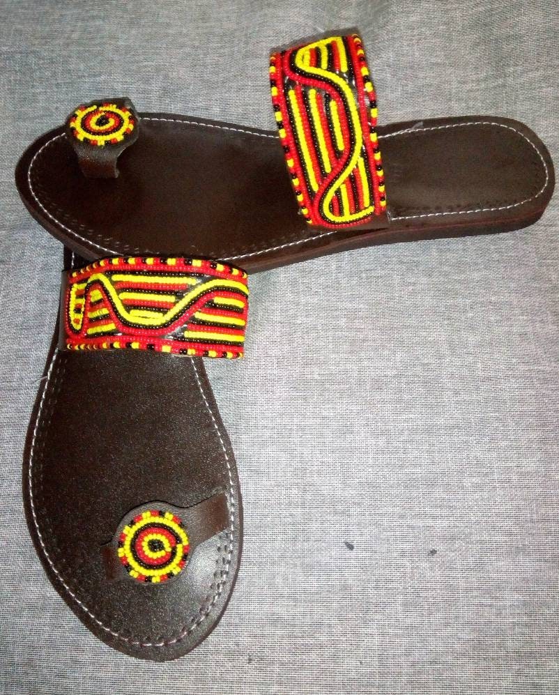 Handmade African Beaded Sandals/Authentic Maasai-Style Leather Flip-Flops Women/Boho Beach Sandals/Comfortable Summer Sandal African Gifts