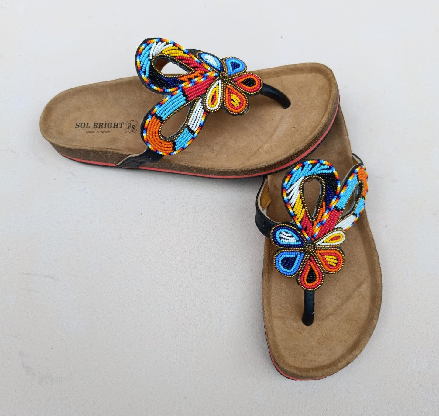 Handmade African Beaded Sandals/Authentic Maasai-Style Leather Flip-Flops Women/Boho Beach Sandals/Comfortable Summer Sandal African Gifts