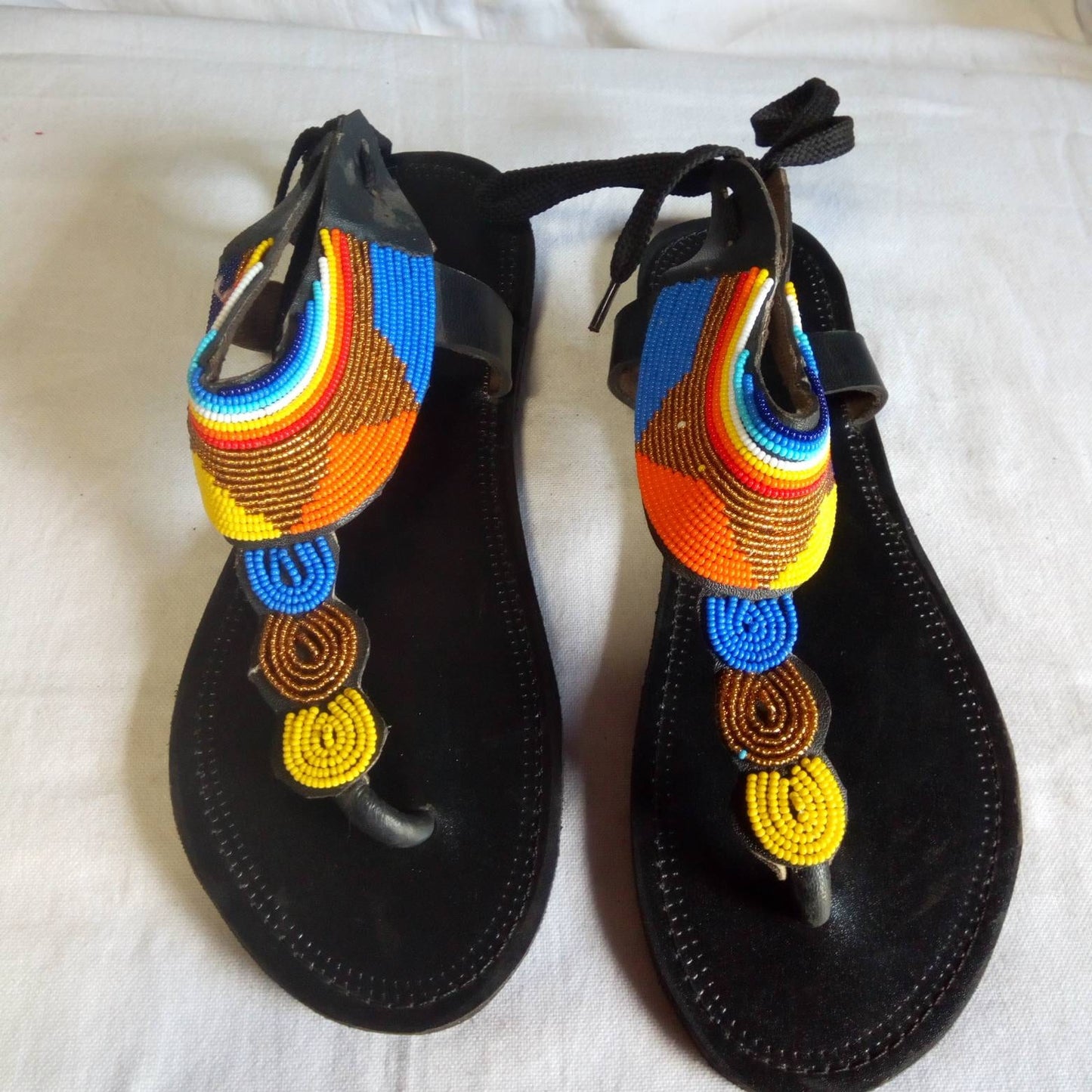 Handmade African Beaded Sandals/Authentic Maasai-Style Leather Flip-Flops Women/Boho Beach Sandals/Comfortable Summer Sandal African Gifts