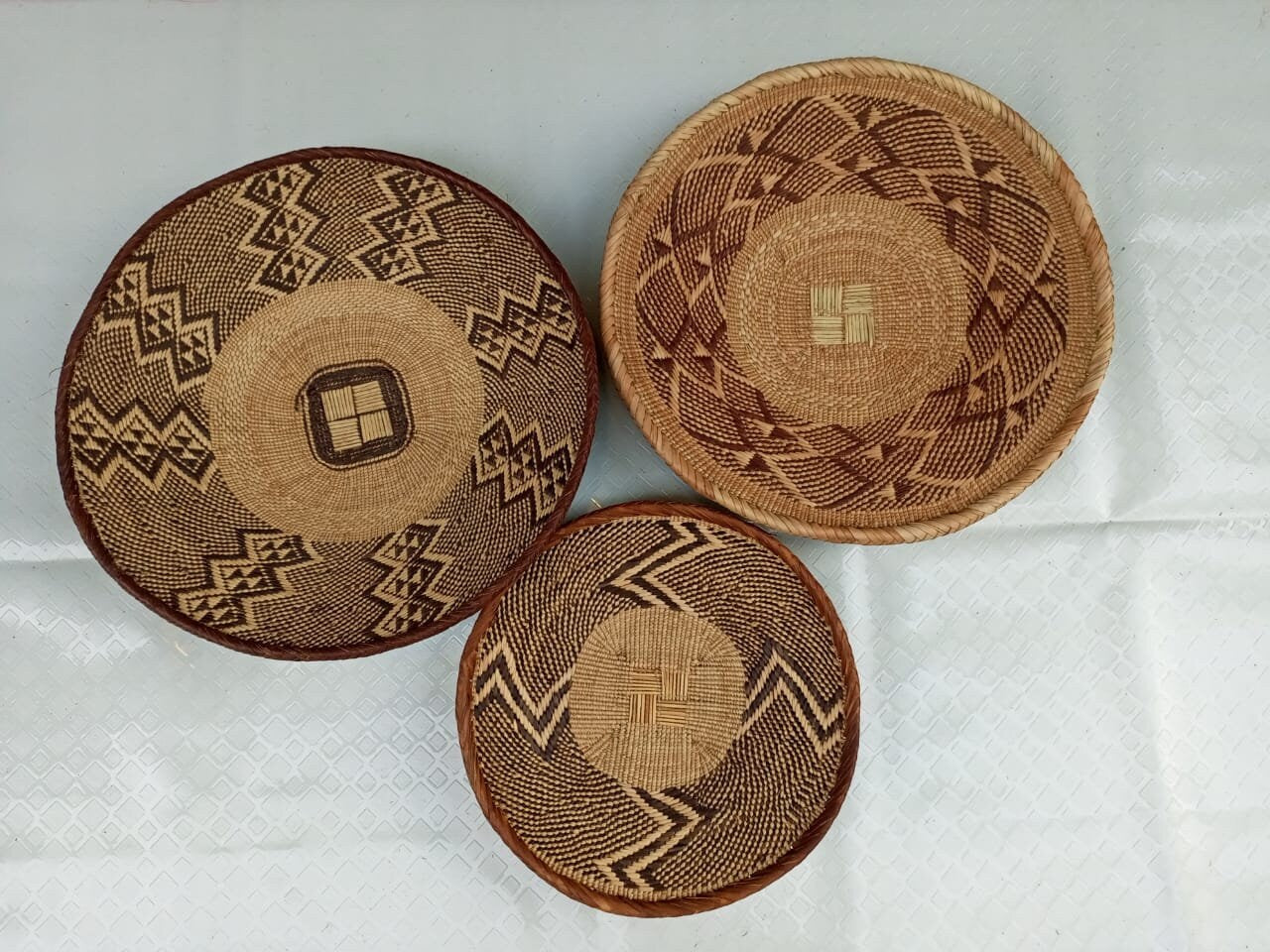 Handwoven Tonga Basket | African Wall Decor | Boho Home Decor | Fair Trade Wall Hanging /Rustic Farmhouse Decor | Handmade Wall Art 14-20