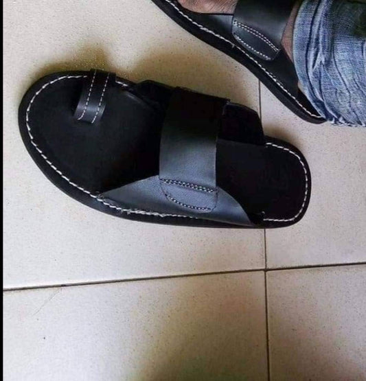 Handmade African Men's Sandals/Genuine Leather Beaded Flip-Flops/Comfortable Summer Sandals for Men/African Shoes/Unique Gift for Him
