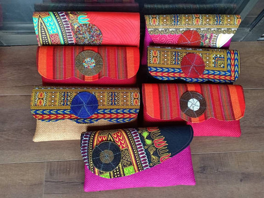 ON SALE: Wholesale African beaded clutch bags, a set of clutch bags, 7 clutch bags.