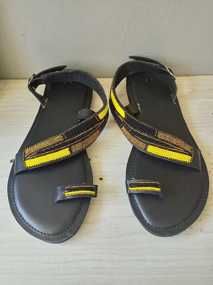 CUSTOMIZED African beaded sandals, summer sandals, Christmas gift for her,mom gift,beach sandals, leather sandals,